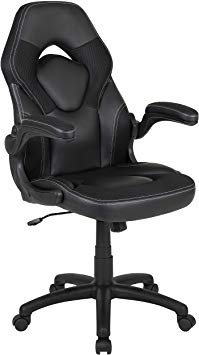 Flash Furniture X10 Gaming Chair Racing Office Ergonomic Computer PC Adjustable Swivel Chair with Flip-up Arms, Black LeatherSoft