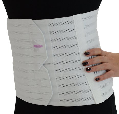 Gabrialla Breathable Abdominal Support Binder - Elastic Belly Wrap 9 Inch wide: AB-309(W), 2X-Large, White