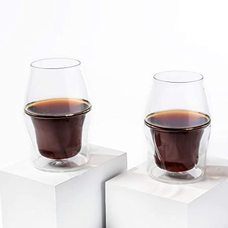 AVENSI Coffee Enhancing Cups Mugs Glasses (Starter set: 2 glasses (2x VIDA), Handblown Borosilicate Glass)