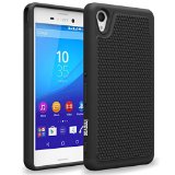 Sony Xperia M4 Aqua Case INNOVAA Smart Grid Defender Armor Case W Free Screen Protector and Touch Screen Stylus Pen - Black