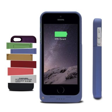 Tomameri iPhone 5 / 5S Extended Battery Case External Protective Battery Case Back Up Power Bank with Lightning Charging Port, Kick Stand (blue)