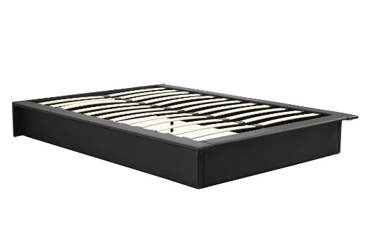 DHP Maven Upholstered Faux Leather Platform Bed, Full, Black