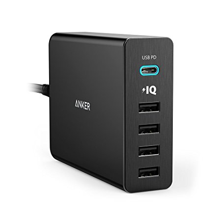 USB Type-C, Anker Premium 5-Port 60W USB Wall Charger PowerPort  5 USB-C with Power Delivery for Apple MacBook, Nexus 5X / 6P and PowerIQ for iPhone, iPad, Samsung & More