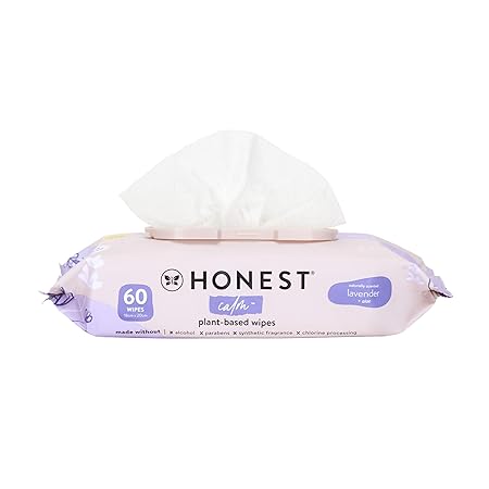 The Honest Company Calm + Cleanse Naturally Scented Wipes | Cleansing Multi-Tasking Wipes | 99% Water, Plant-Based, Hypoallergenic | Lavender, 60 Count