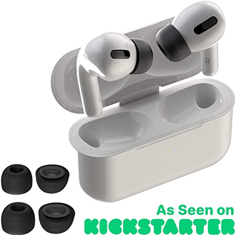 CharJenPro AirFoams Pro: Premium Memory Foam Ear Tips for AirPods Pro. Stays in Your Ears. No Silicone Ear tip Pain. The Original from Kickstarter. (2 Size: Small/Medium & Medium/Large, Black)