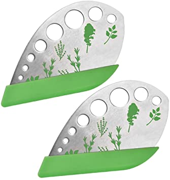 Herb Stripper 9 Holes, Stainless Steel Vegetable Leaf Stripper Tool, 2 in 1 with Protective Holder for Kale, Chard, Collard Greens, Thyme, Basil, Rosemary 2 Pack Xhwykzz (2/Pack)