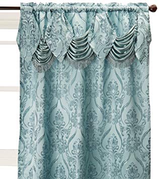 Elegant Comfort Penelopie Jacquard Look Curtain Panel Set, 54 by 84-Inch, Blue, Set of 2