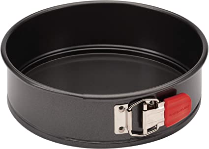 Rachael Ray 47964 Oven Lovin' Nonstick Bakeware Springform Baking Pan With Grips / Nonstick Springform Cake Pan With Grips / Nonstick Cheesecake Pan With Grips, Round - 9 Inch, Gray