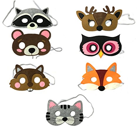 Forest Friends Felt Animal Mask 7 Piece Party Pack