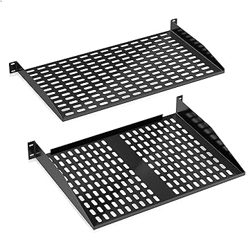 Pyle 19-Inch 2U 2 Pack Server Rack Shelves - Server Rack Mount Tray, Cantilever Mount, Wall Mount Rack, Computer Case Mounting Tray, Black - Pyle PLRSTN62U