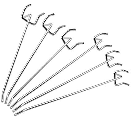 Foraineam 60-Pack (30Pcs 6-inch & 30Pcs 8-inch) Standard Size Pegboard Hooks for 1/8" Pegboard Metal Peg Board Shelving Hooks Assortment