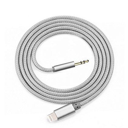 Coopsion iPhone 7 Lightning to 3.5mm Aux Audio Cord Cable for iPhone 7 / 7 Plus to Car (Silver)
