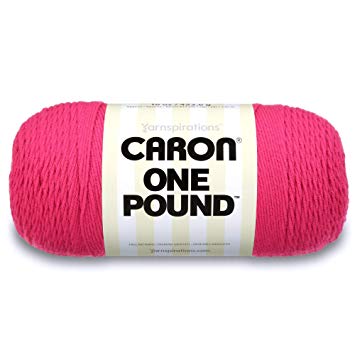 Caron  One Pound Solids Yarn - (4) Medium Gauge 100% Acrylic - 16 oz -  Dark Pink- For Crochet, Knitting & Crafting