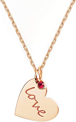 PAVOI 14K Gold Plated Heart Necklace with Swarovski Ruby Love Charm Pendant | Gold Necklaces for Women