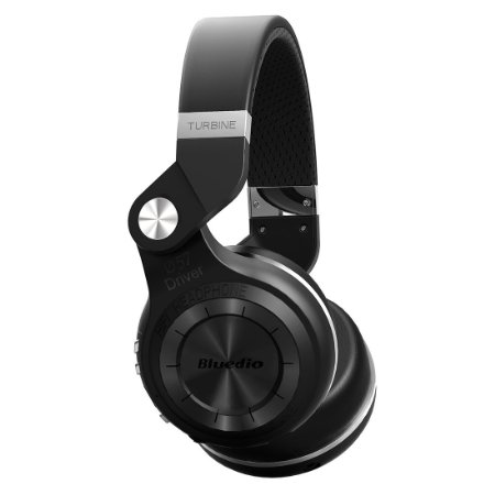 Bluedio T2 Plus Turbine Wireless Bluetooth Headphones with Mic/Micro SD Card Slot/FM Radio (Black)