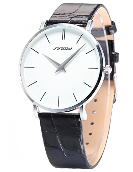 AMPM24 Mens White Big Dial Leather Quartz Dress Wrist Watch SNB011