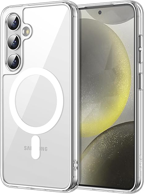 JETech Magnetic Case for Samsung Galaxy S24  / S24 Plus 5G, Compatible with MagSafe, Shockproof Protective Phone Cover, Non-Yellowing Hard Clear PC Back (Clear)