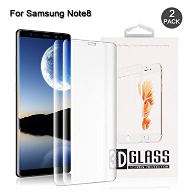 Galaxy Note 8 Screen Protector [2-Pack],WOWOGO Privacy Tempered Glass Screen Protector with 3D Curved Edge / Case Friendly / HD Clear for Samsung Galaxy Note8