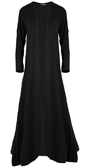 Oops Outlet Women's Floaty Waterfall Open Front Flared Long Sleeve Maxi Cardigan
