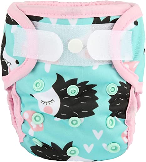 Newborn Baby Cloth Diaper Cover Nappy Hook and Loop (Hedgehogs)