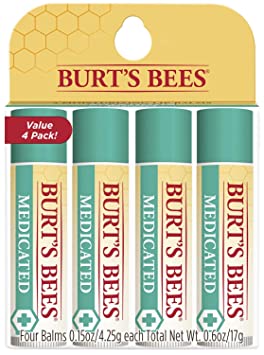 Burt's Bees 100% Natural Medicated Moisturizing Lip Balm with Menthol & Eucalyptus - 4 Tubes