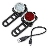 Xtreme Bright X-96 USB Rechargeable LED Bike Light SET-Bike HeadlightTaillight Combination 650 mAh USB Rechargeable Includes USB Cable-Great Addition To Your Bike Lighting Parts and Accessories