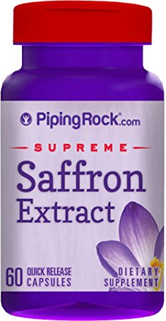 Piping Rock Supreme Saffron Extract 88.5 mg 60 Quick Release Capsules Dietary Supplement