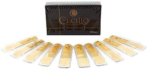 Cecilio Alto Sax Reeds, Strength 2.5, 10-pack with Individual Plastic Case