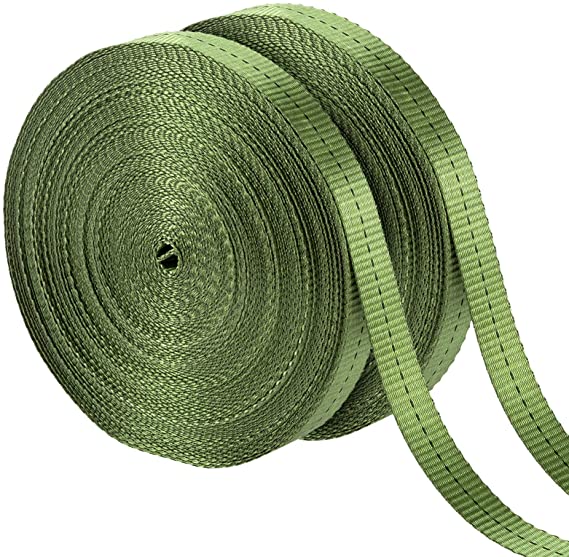 Biubee 2 Rolls 108 Feet Long 1 Inch Wide Green Tree Tie Strap- Green Staking and Guying Material Garden Tie Plant Tie for Outdoor Use, 1763 Lbs Strength (Total 216 Feet)