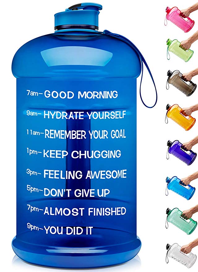 Venture Pal Large 128oz/74oz Leakproof BPA Free Fitness Sports Water Bottle with Motivational Time Marker to Ensure You Drink Enough Water Throughout The Day