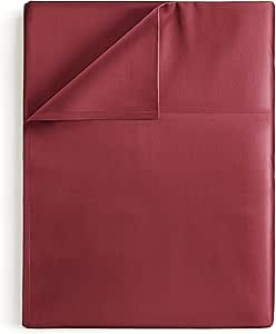 Queen 400 Thread Count 100% Cotton Flat Sheet - Comfortable, Cooling & Breathable Cotton - Hotel Quality Flat Bed Sheet - Extra Soft & Comfy - Easy Care, Wrinkle Free - Burgundy Top Flat Sheet Only