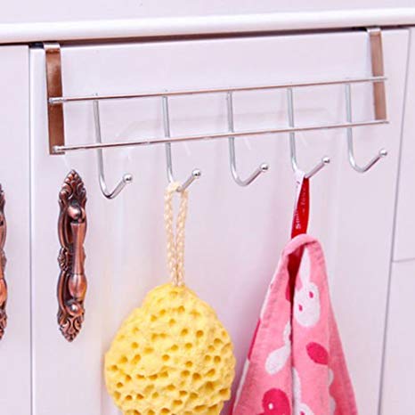 Alicenter(TM) 5 Hooks Door Back Kitchen Cabinet Draw Door Hanger Clothes Towel Spoons Rack