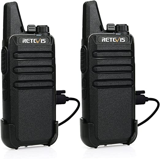 Retevis RT622 Walkie Talkie Mini, Professional CTCSS/DCS PMR446 Walkie Talkies, VOX Hands Free License Free, Rechargeable 2 Way Radio Portable for Family, Activities(Black,1 Pair)