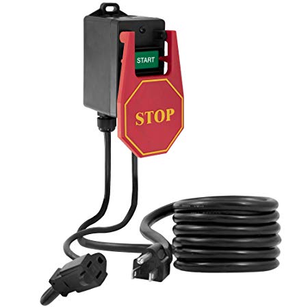 110V Single Phase On/Off Switch with Large Stop Sign Paddle For Easy Visibility and Contact For Quick Power Downs Ideal for Router Tables Table Saws and other Small Machinery