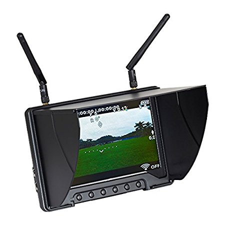 Flysight Black Pearl RC801 5.8Ghz 7" HD Screen Diversity Monitor with Integrated Battery, 1024x600