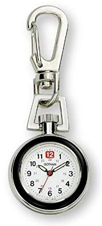 Gotham Unisex Silver-Tone Analog Quartz Keychain Clip Fob Watch # GWC18107-2