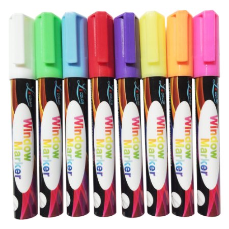 Chalk Markers - Mega 8 Pack - Premium Liquid Chalk Marker Pen with Reversible Tip - Child Friendly - Perfect for Chalkboards Bistro Windows Glass Labels Whiteboards