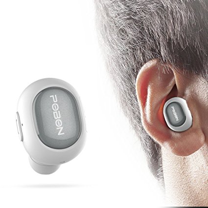 Stoon Bluetooth Headphones Q26 Mini Invisible Earbud Wireless Bluetooth Car Headset Earphone with Mic Single Earpiece Hands-free Stereo Noise Canceling for iPhone Samsung LG HTC Motorola iPad (White)