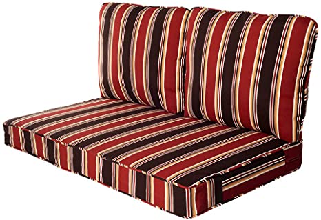 Quality Outdoor Living 29-RS02LV Loveseat Cushion, 46 x 26 3PC, Red Stripe