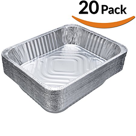 DOBI (20-Pack) Chafing Pans - Disposable Aluminum Foil Steam Table Deep Pans, Half Size - 9" x 13"