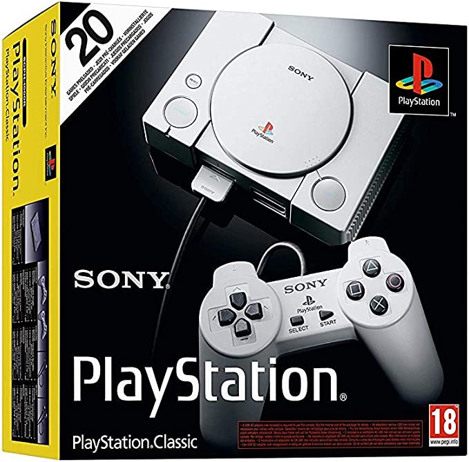 Playstation Classic Console with 20 Classic Playstation Games Pre-Installed Holiday Bundle, Includes Final Fantasy VII, Grand Theft Auto, Resident Evil Director's Cut and More