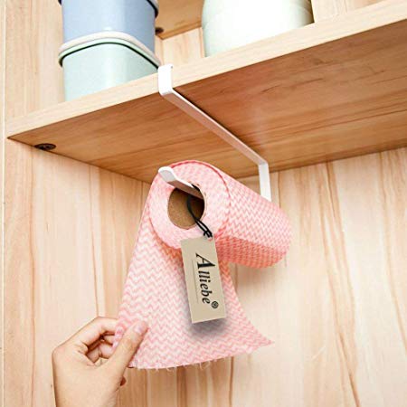 Alliebe Paper Towel Holder Dispenser Under Cabinet Paper Roll Holder Rack Without Drilling for Kitchen Bathroom