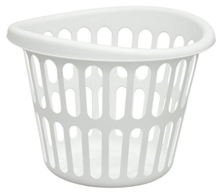 United Solutions LN0017 White Plastic One Bushel Capacity Designer Laundry Basket - 1 Bushel Designer Laundry Basket in White