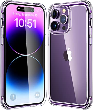 Mkeke- for iPhone 14 Pro Case Clear, [Military Grade Protection] [Not Yellowing] Shockproof Phone Case for Apple iPhone 14 Pro 2022