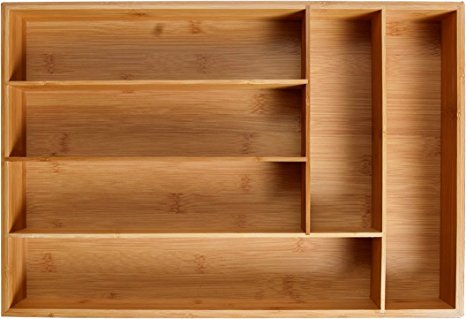 KD Organizers 6-Slot Bamboo Drawer Organizer: 45.1 x 30.5 x 6.4 cm Tray for Large Drawers
