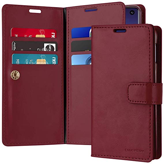 Galaxy S10e Case [Double Sided Wallet Case] GOOSPERY Mansoor Diary [Extra Card & Cash Slots] Premium PU Leather Flip Cover (Wine) S10L-MAN-WNE