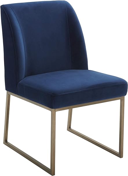 Amazon Brand – Rivet Contemporary Dining Chair with Brass Metal Base, 34"H, Ink Blue