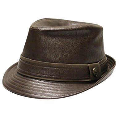 City Hunter Pmt320 All Over Leather Fedora (Brown - L/xl Size)