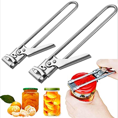 Master Opener Adjustable Jar & Bottle Opener, Manual Jar Bottle Opener Kitchen Accessories,Adjustable Multifunctional Stainless Steel Can Opener Jar Lid Gripper (2pcs)