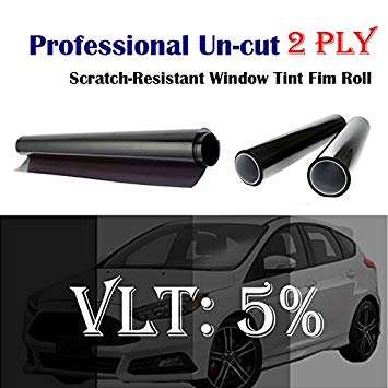2PLY 1.5mil Professional Uncut Roll Window Tint Film 5% VLT 24" In x 10' Ft Feet (24 X 120 Inch)